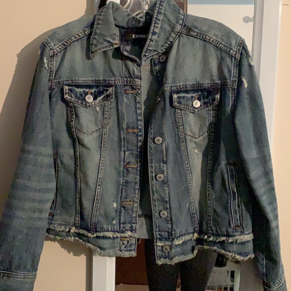 Express distressed jean jacket